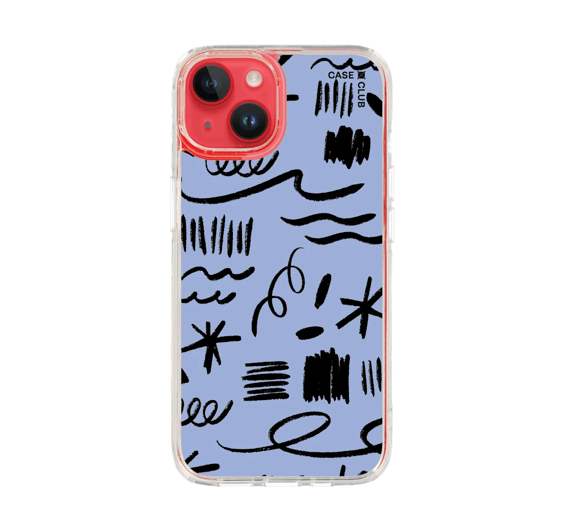 ลวดลายพู่กันสีฟ้า